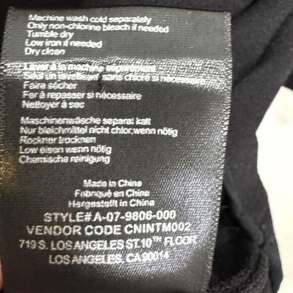 Anine Bing Maddie Crepe Blouse Shirt Large Black Back Zip Short Sleeve Boxy - Picture 7 of 8